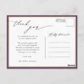 Elegant Mauve Modern Script Weddenschap Bedankt Briefkaart (Achterkant)