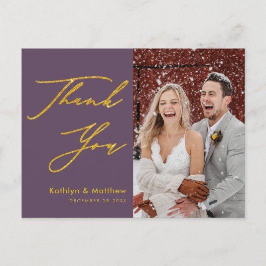 Elegant Mauve Modern Script Weddenschap Bedankt Briefkaart (Voorkant)