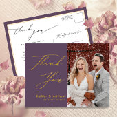 Elegant Mauve Modern Script Weddenschap Bedankt Briefkaart