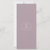 Elegant Mauve Monogram Trouwmenu Lang Model Kaart (Achterkant)