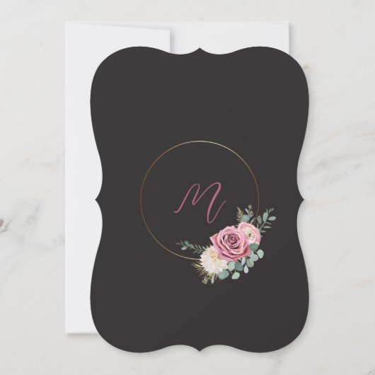 Elégant Mauve & Moody Black Faire-part de mariage (Dos)