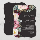 Elegant Mauve & Moody Black Wedding Invitation Kaart (Voorkant / Achterkant)
