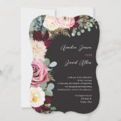 Elegant Mauve & Moody Black Wedding Invitation Kaart (Voorkant)