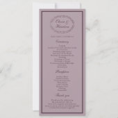 Elegant Mauve Plum Wedding Program Card Kaart (Voorkant)