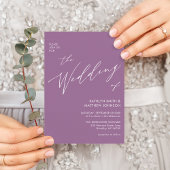 Elegant Mauve QR code in één modern huwelijk Kaart