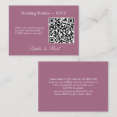 Elegant Mauve QR Code Site Web Carte RSVP (Devant / Derrière)