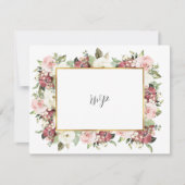 Elégant Mauve Rose Florals Gold Frame Mariage RSVP (Devant)