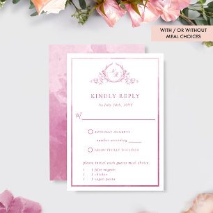 Elegant Mauve Roze Monogram met Waterverf RSVP Kaartje