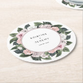 Elegant Mauve Roze Rose Bloemen Waterverf Bruiloft Ronde Kartonnen Onderzetter (Gebogen)