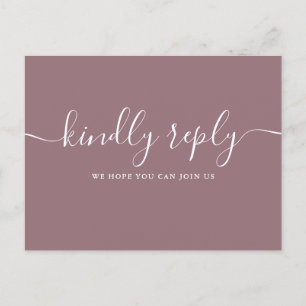 Elegant Mauve Song Aanvraag RSVP Briefkaart