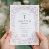 Elegant Mauve Traditional Baptism Invitation