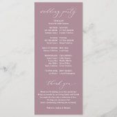 Elégant Mauve Vintage Classique Mariage Programmes (Dos)