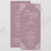 Elégant Mauve Vintage Classique Mariage Programmes (Devant / Derrière)