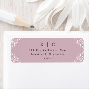 Elegant Mauve Vintage Wedding Return Address Etiket