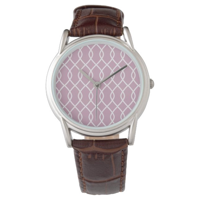 Elegant Mauve Wave Patroon Horloge (Voorkant)