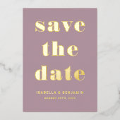 Elegant Mauve Wedding Save the Date Gold Folie Uitnodiging (Voorkant)