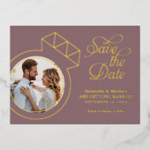 Elegant Mauve Wedding Save the Date Photo Folie Uitnodiging Briefkaart (Voorkant)