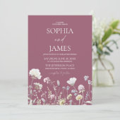 Elegant Mauve Wildflower Floral Flowers Wedding Kaart (Staand voorkant)