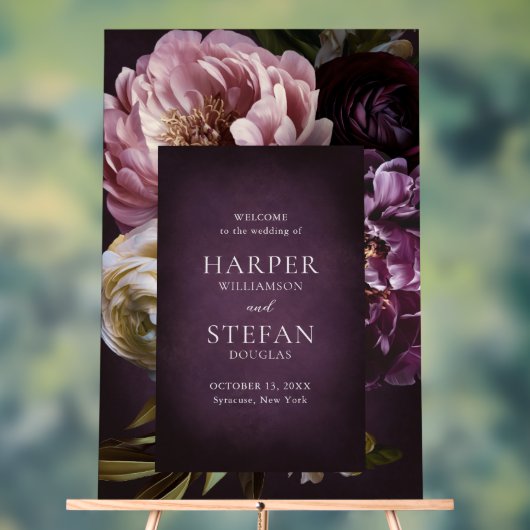 Elegant Maximalist Floral Wedding Welcome Sign (Neutre)