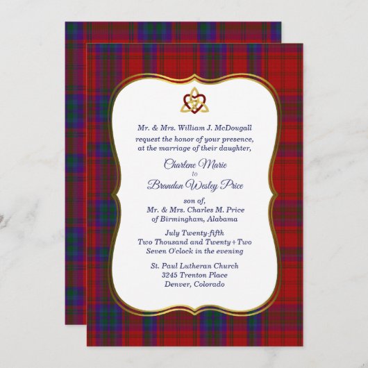 Élégant McDougall Tartan Plaid Faire-part de maria (Devant / Derrière)
