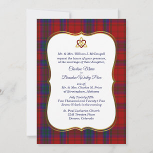 Elegant McDougall Tartan Wedding Invitation Kaart