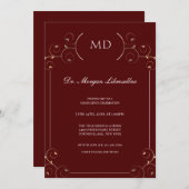 Elegant MD Gold Burgundy Afstuderen Kaart (Voorkant / Achterkant)