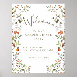 Elegant Meadow Herfst Garden Dinner Party Sign Poster