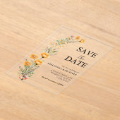 Elegant Meadow Wildflower Bruiloft Bewaar de datum Acryl Uitnodigingen (Laagn)