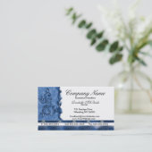 Elegant Med Blue Embroidery Visitekaartjes (Staand voorkant)