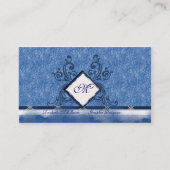 Elegant Med Blue Embroidery Visitekaartjes (Achterkant)