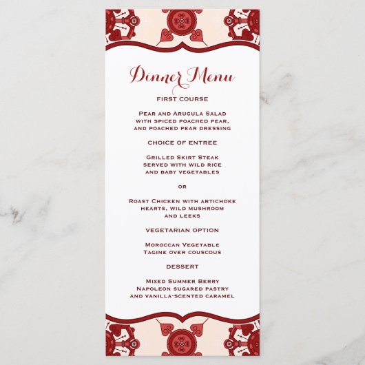 Elégant Médaillon Rouge Motif Menu Slim Dinner Men (Devant)