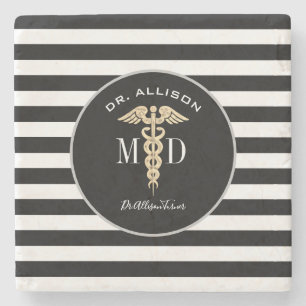 Elegant Medical Doctor Black White Aangepast Stenen Onderzetter