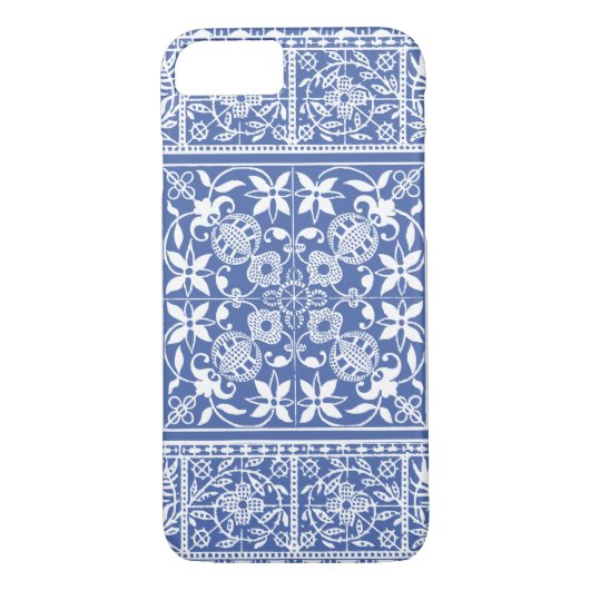 Elegant Medieval French Lace Blue and White Case-Mate iPhone Case (Achterkant)