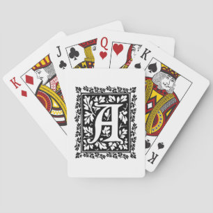 Elegant medieval verlicht manuscript letter A Speelkaarten