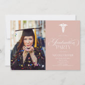Elegant Medisch Caduceus Custom Afbeelding Afstude Kaart (Voorkant)
