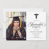 Elegant Medisch Caduceus Custom Afbeelding Afstude Kaart (Voorkant)