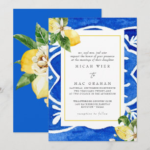 Elegant Mediterranean Floral & Lemon Wedding Kaart