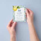Elegant Mediterranean Lemon Floral 30th Birthday Flyer (Hand)