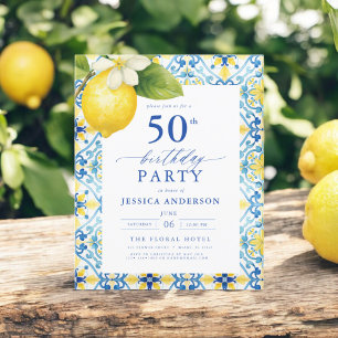 Elegant Mediterranean Lemon Floral 50th Birthday