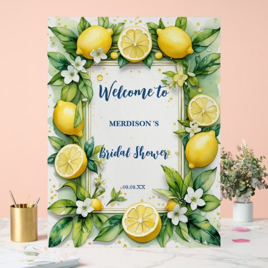 Elegant Mediterranean Lemon Floral Vrijgezellenfee Acryl Bord (Huwelijk)