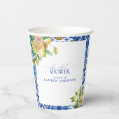 Elegant Mediterranean Lemon Floral Vrijgezellenfee Papieren Bekers (Achterkant)