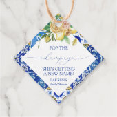 Elegant Mediterranean Lemon Mini Champagne Bottle Bedankjes Labels (Voorkant)