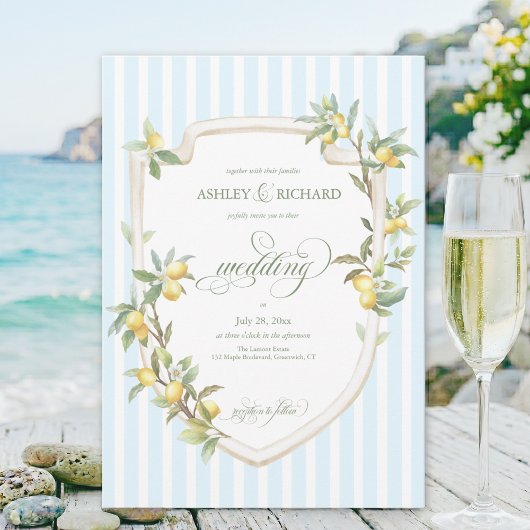 Elegant Mediterranean Lemon Wedding Invitation