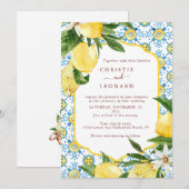 Elegant Mediterranean Lemons Wedding Invitation Kaart (Voorkant / Achterkant)