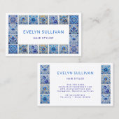 Elégant mediterrranean tuiles cadre carte de visit (Devant / Derrière)