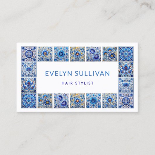 Elégant mediterrranean tuiles cadre carte de visit (Devant)