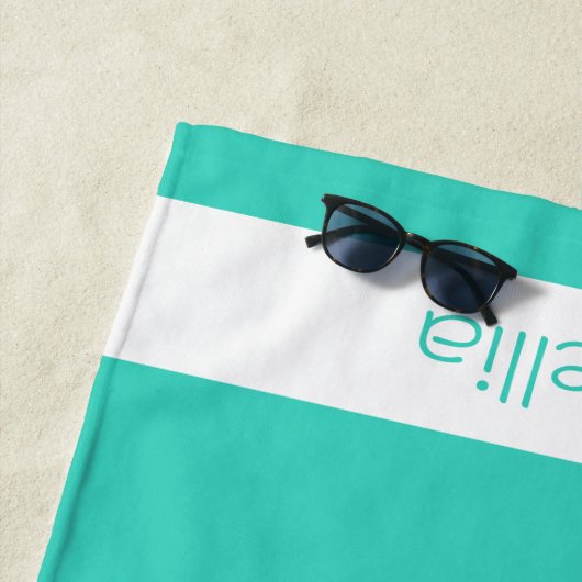 Elegant Medium Turquoise Bruidsmeisje Naam Chic Strandlaken (In situ)