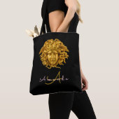 Elegant Medusa Script Haute Couture Chic Zwart Draagtas (Dichtbij)