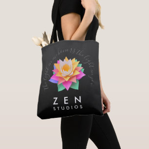 Elegant meerkleurige Lotus Flower op zwart Draagtas