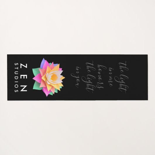 Elegant meerkleurige Lotus Flower op zwart Yogamat (Achterkant (horizontaal))